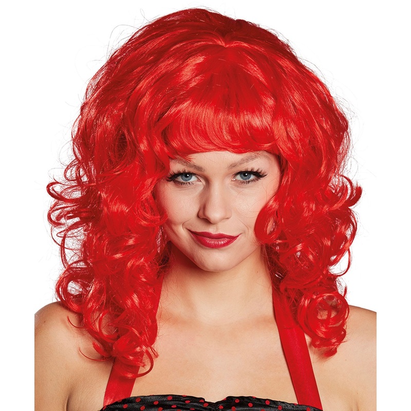 Curly wig devil's bride red