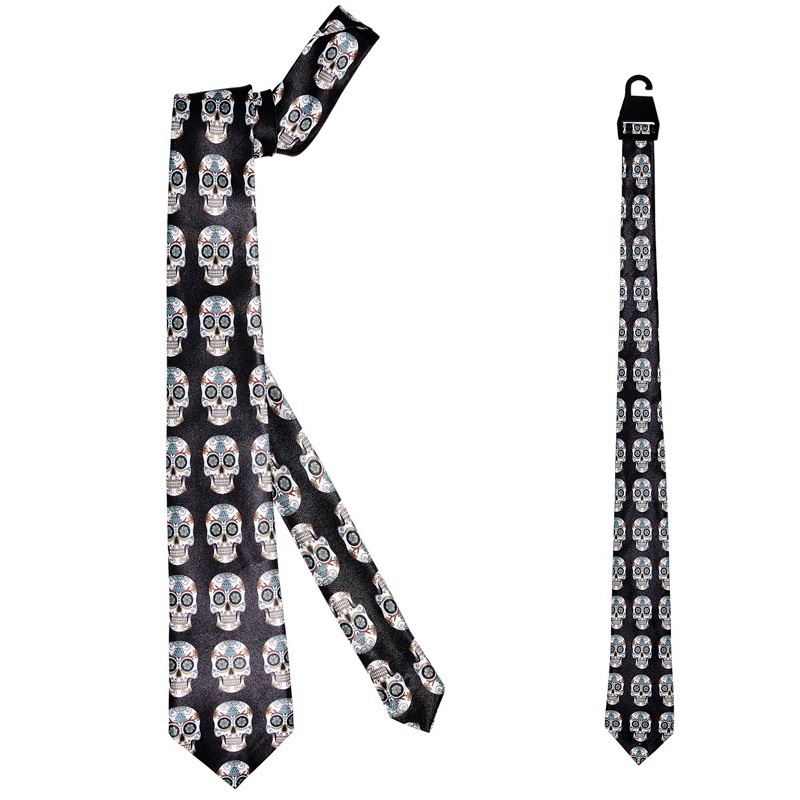 Day of the dead sugar skull tie