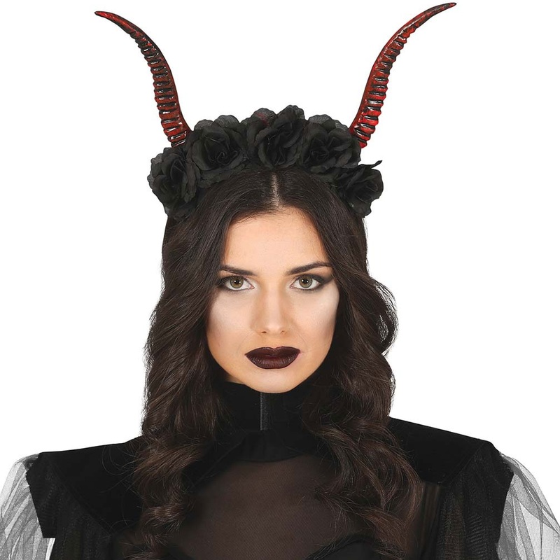 Demonic devil horns with flowers