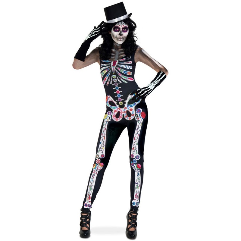 Dia de los Muertos catsuit for women S