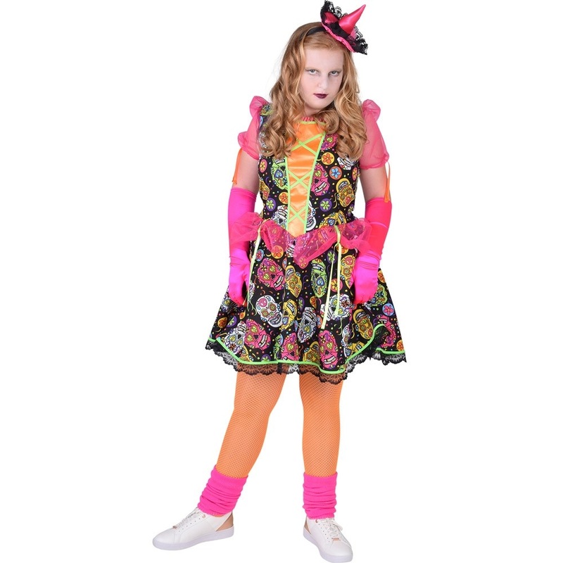 Dia De Muertos Sugar Skull Child Costume Dress 128