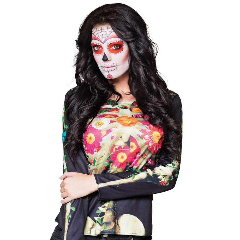 Flowery skeleton shirt for women