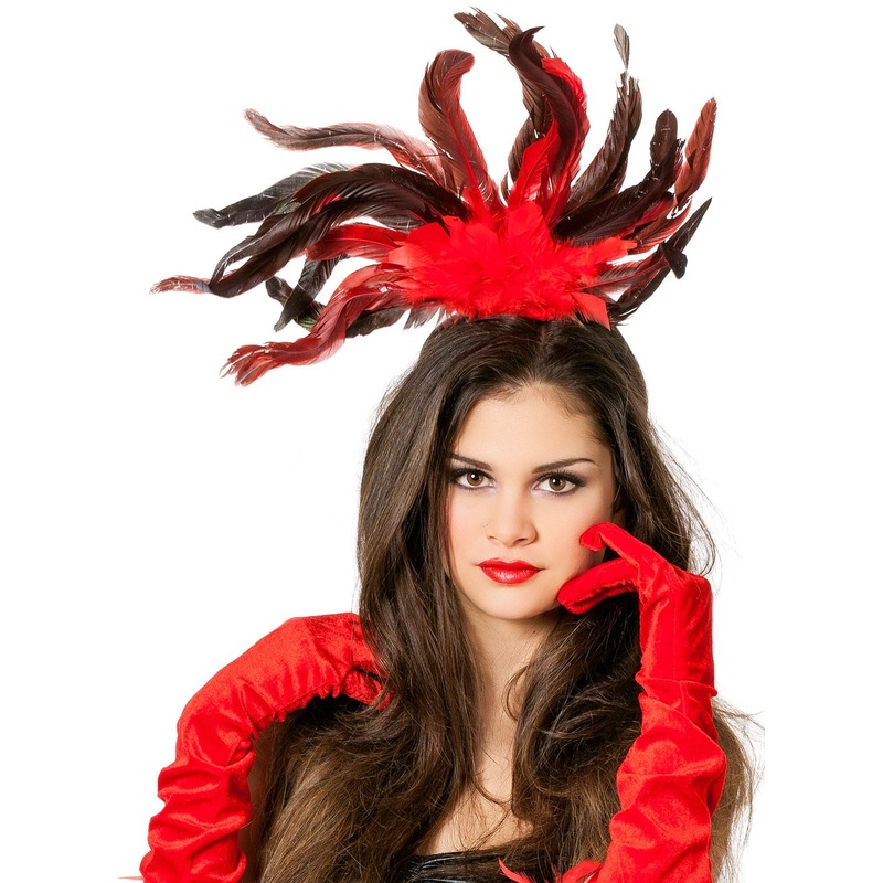 Headband red feather explosion