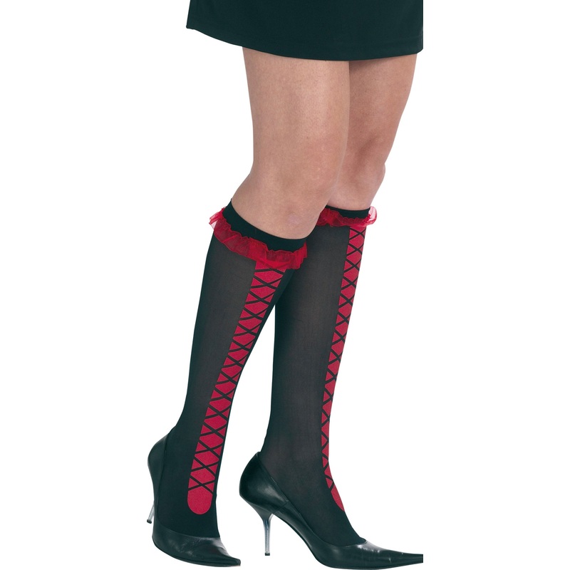 Sexy knee socks with red trim