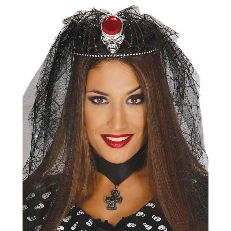 Skull diadem with veil and red gem