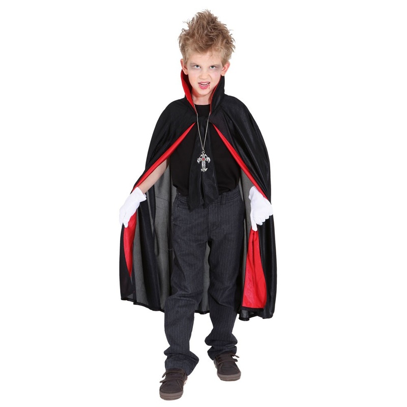 Vampire cape Dracul for children in black and red