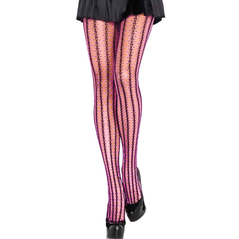 Black-pink striped fishnet tights Nova