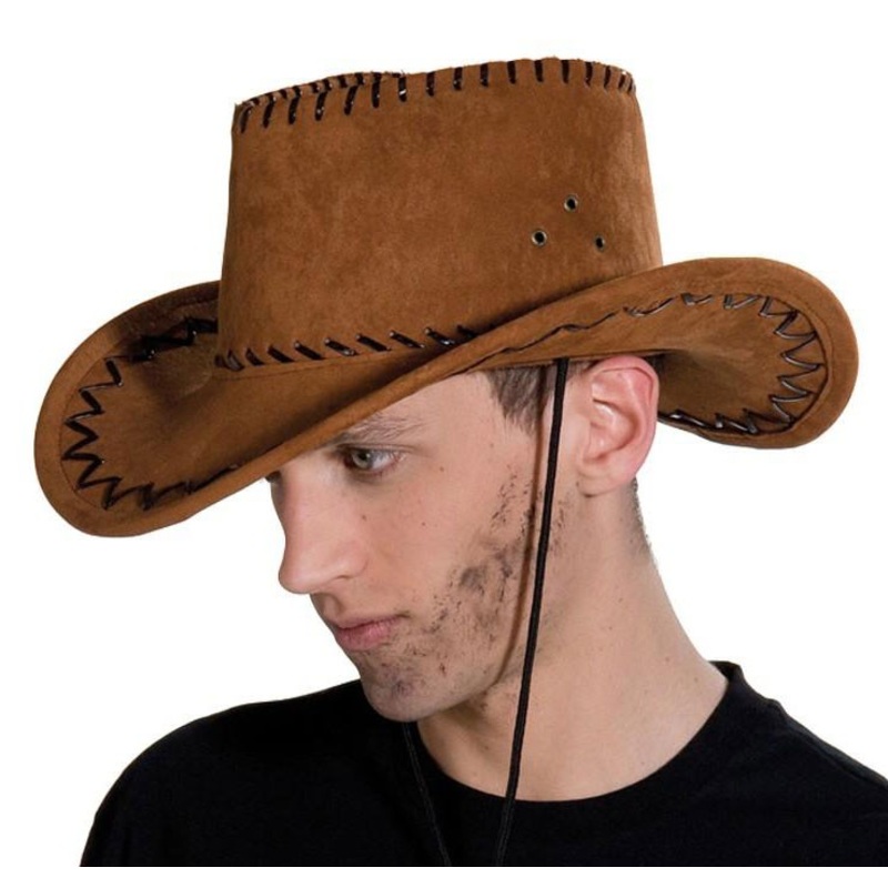 Brown cowboy hat suede look