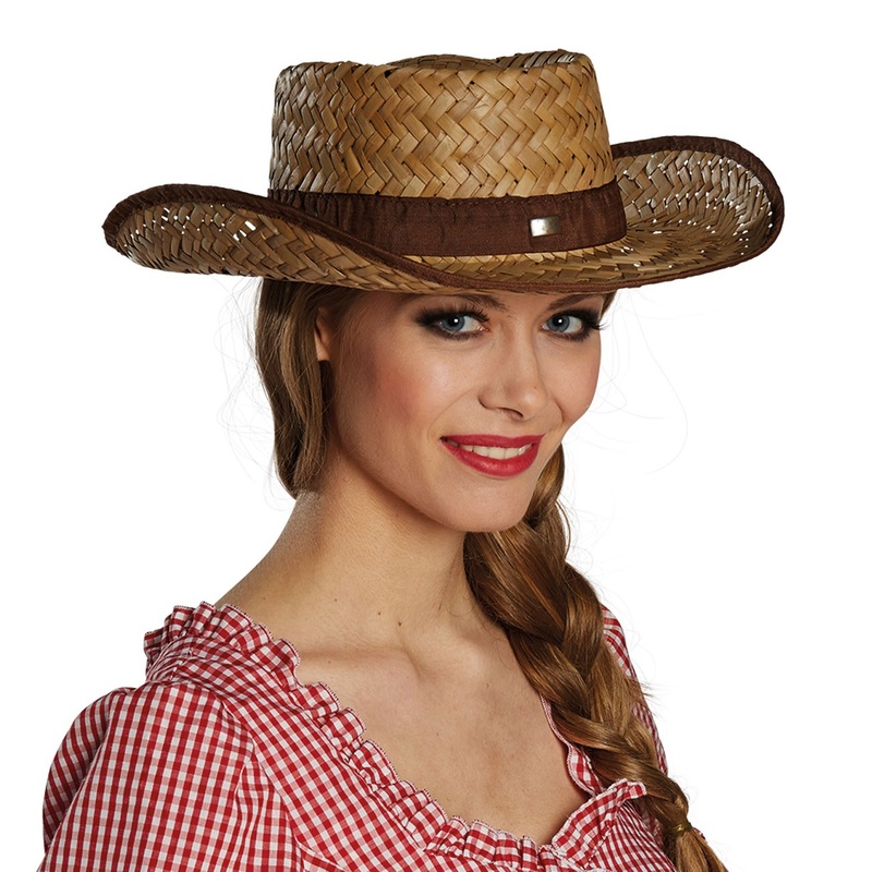 Brown cowgirl straw hat
