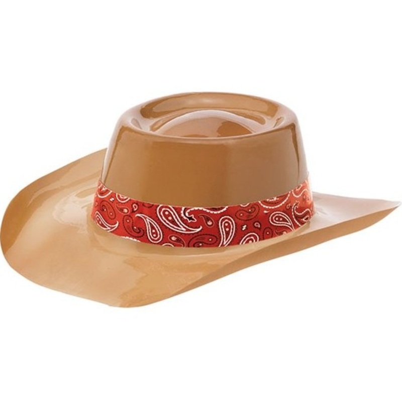 Cowboy plastic hat with ribbon