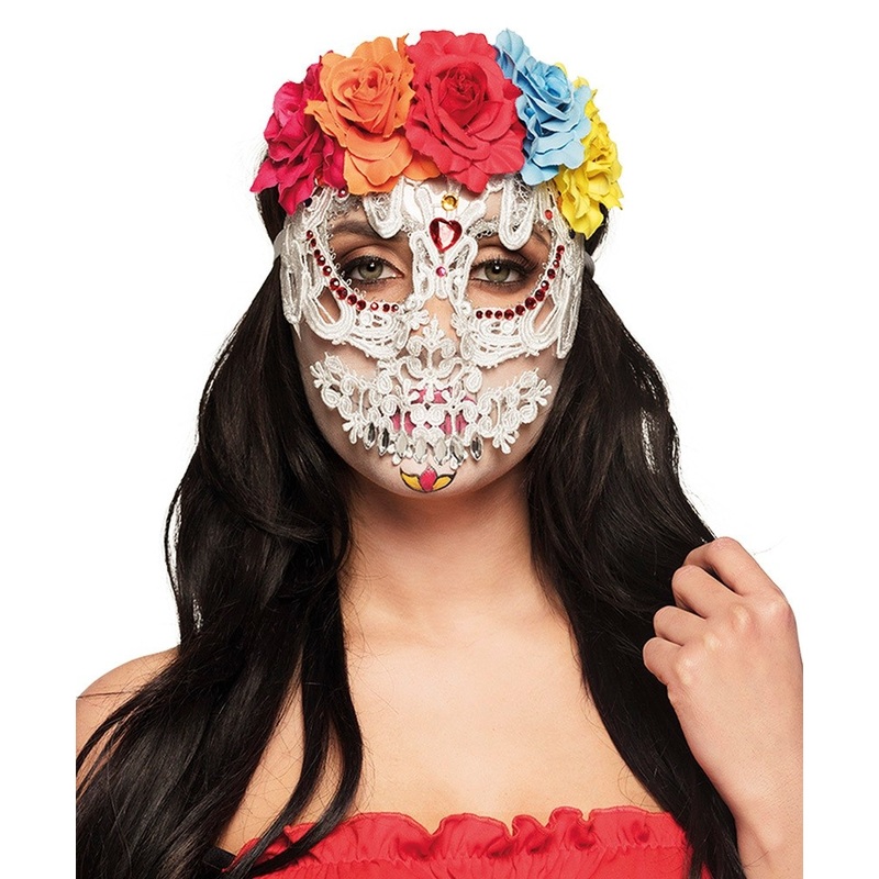 Dia de los Muertos lace mask