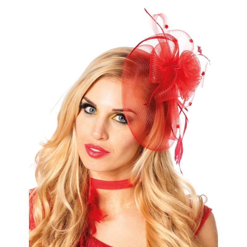 Red flowers comb with feathers