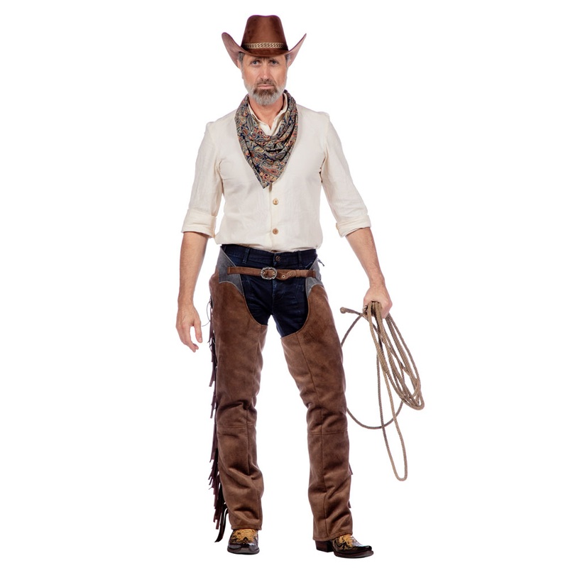 Western cowboy chaps in brown deluxe 48