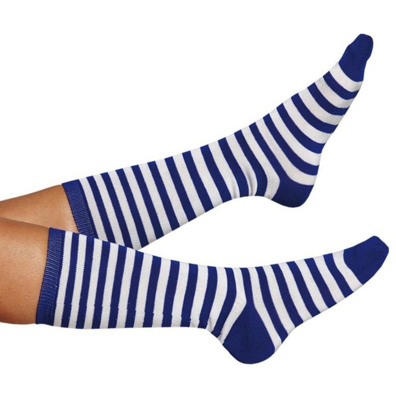 Blue and white striped stockings