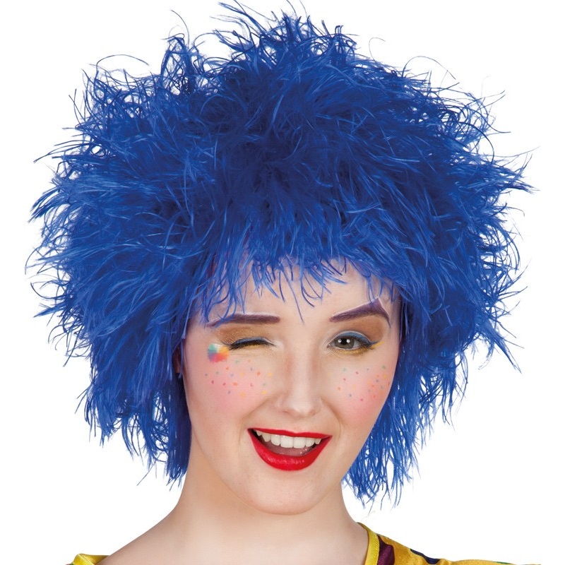 Blue curly head wig unisex