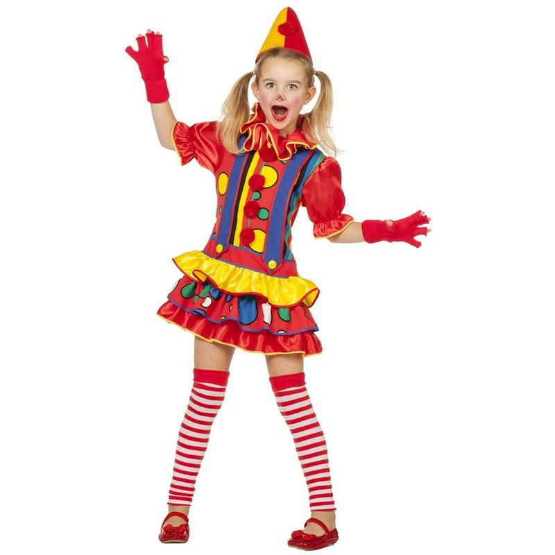 Colorful clown chuckles girl costume 116