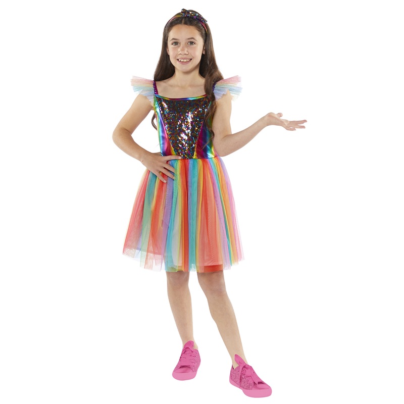 Colorful rainbow girl costume