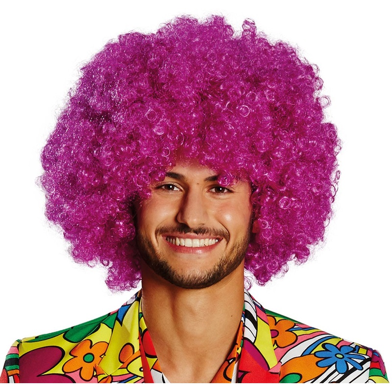 Freaky Clowns Afro Wig Pink