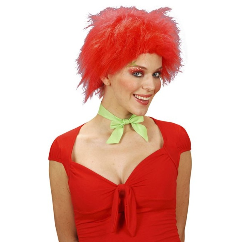 Red cheeky badger curly head wig