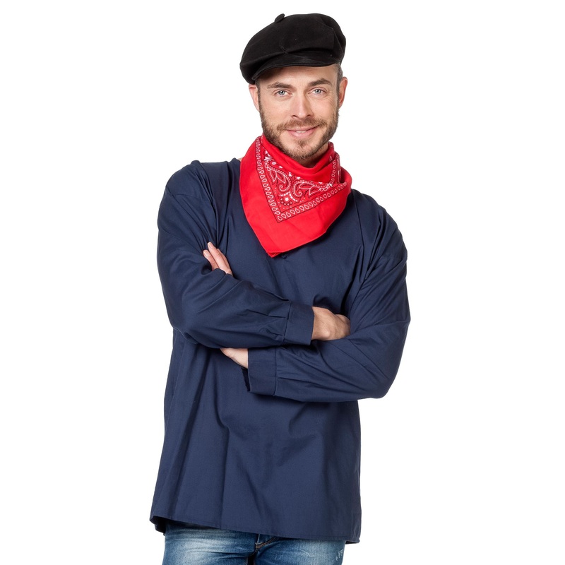 Simple French shirt for men blue XS