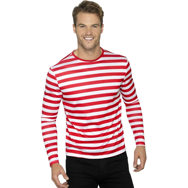 Striped shirt long sleeve unisex red white S
