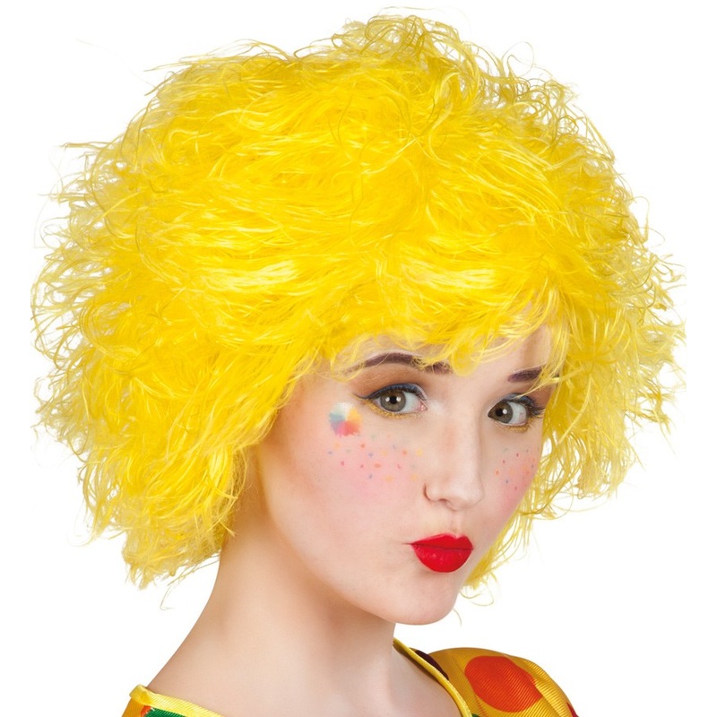 Yellow cheeky curly head wig unisex
