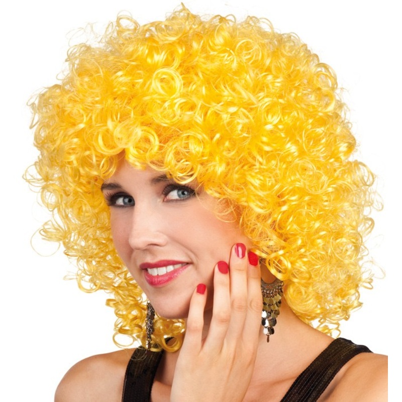Yellow curly hair wig