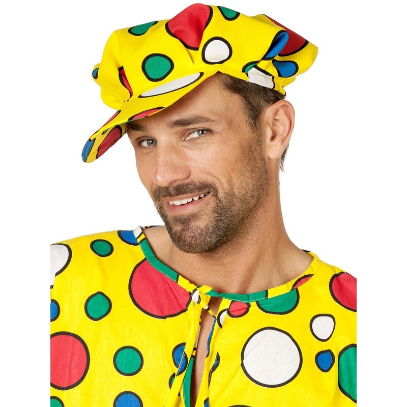 Yellow dotted carnival peaked cap