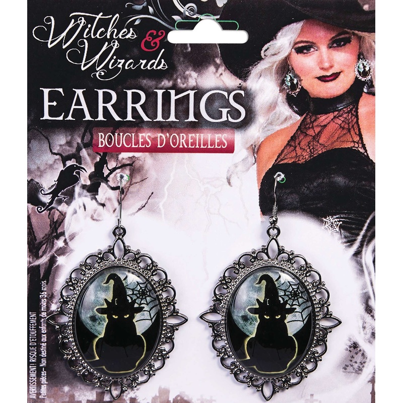 Black amulet earrings for women