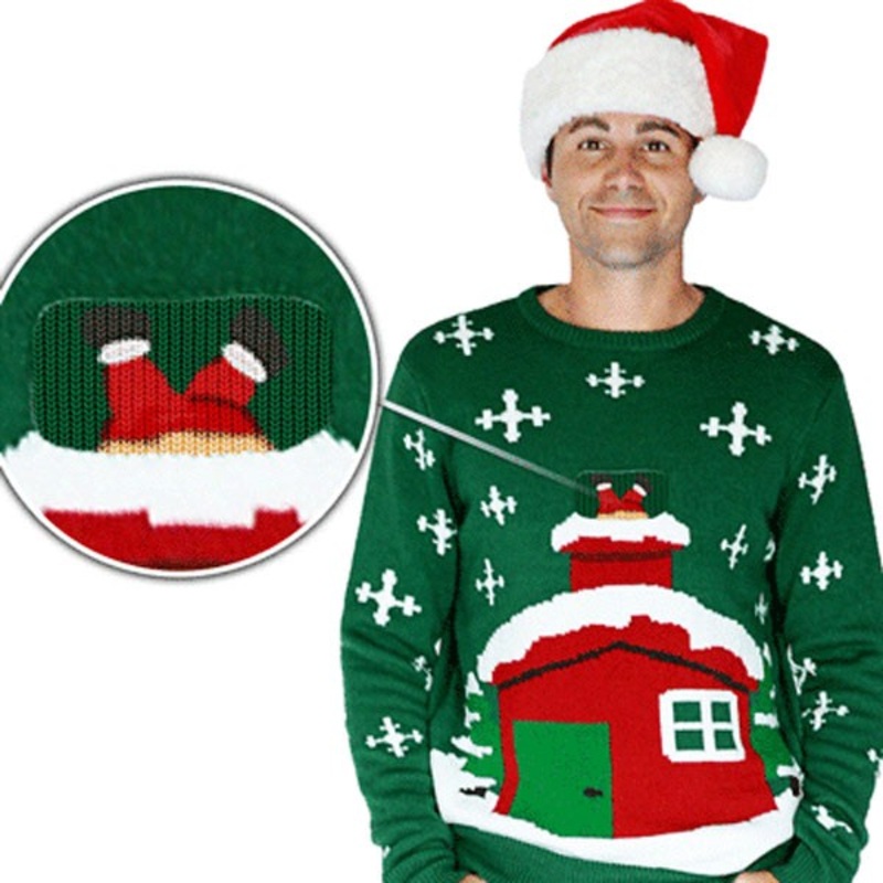Christmas sweater fidgeting Santa with special effects for men S