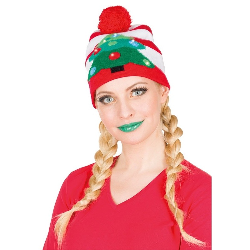 Christmas Tree knitted hat with LED
