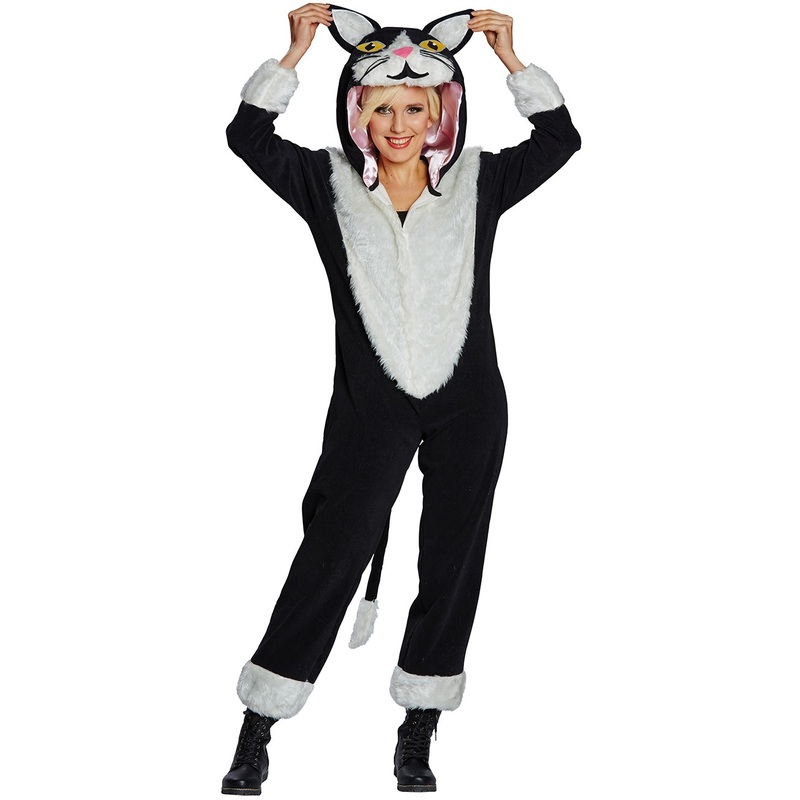 Cozy cat costume in black and white S