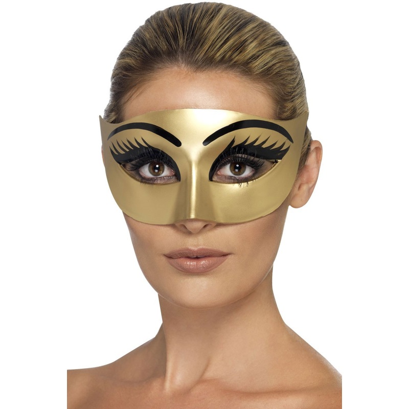 Golden eye mask with eyelash and eyebrow print