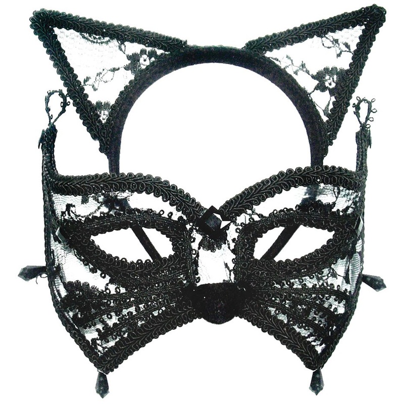 Lace cat eye mask with ears