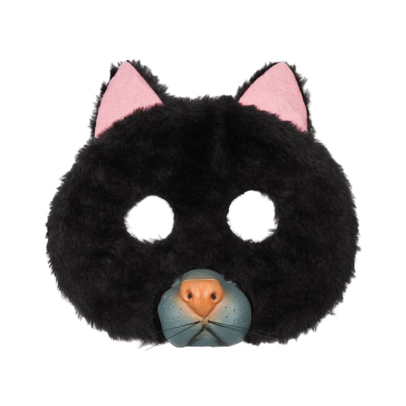 Plush cat mask black