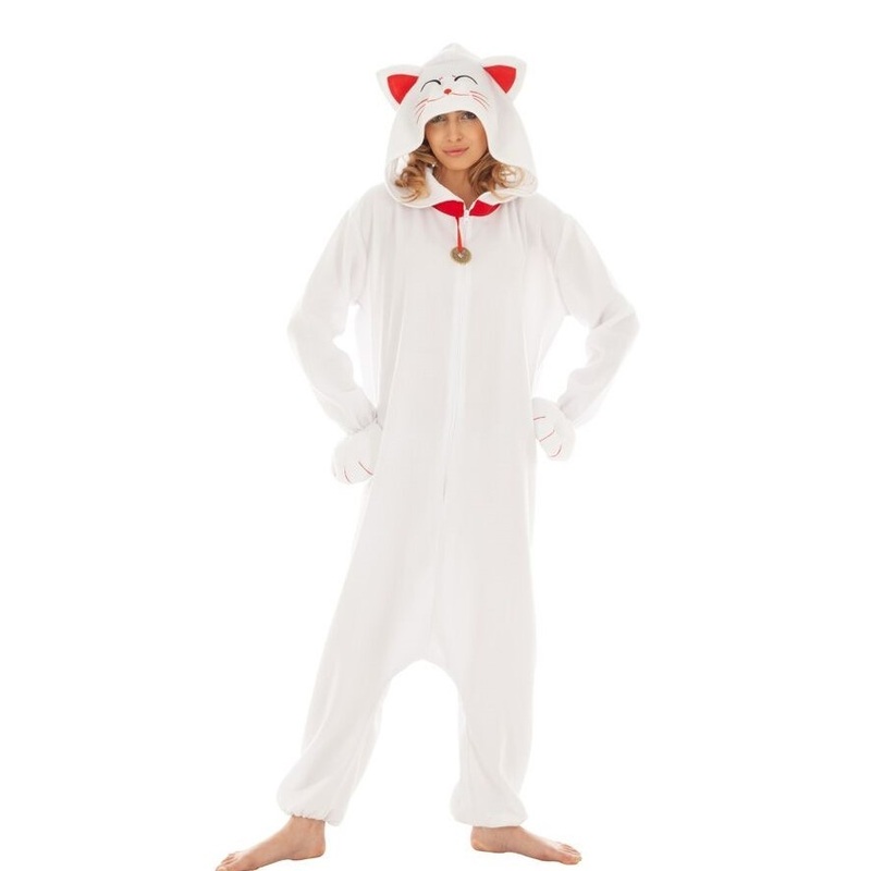 Plush overall lucky cat for adults