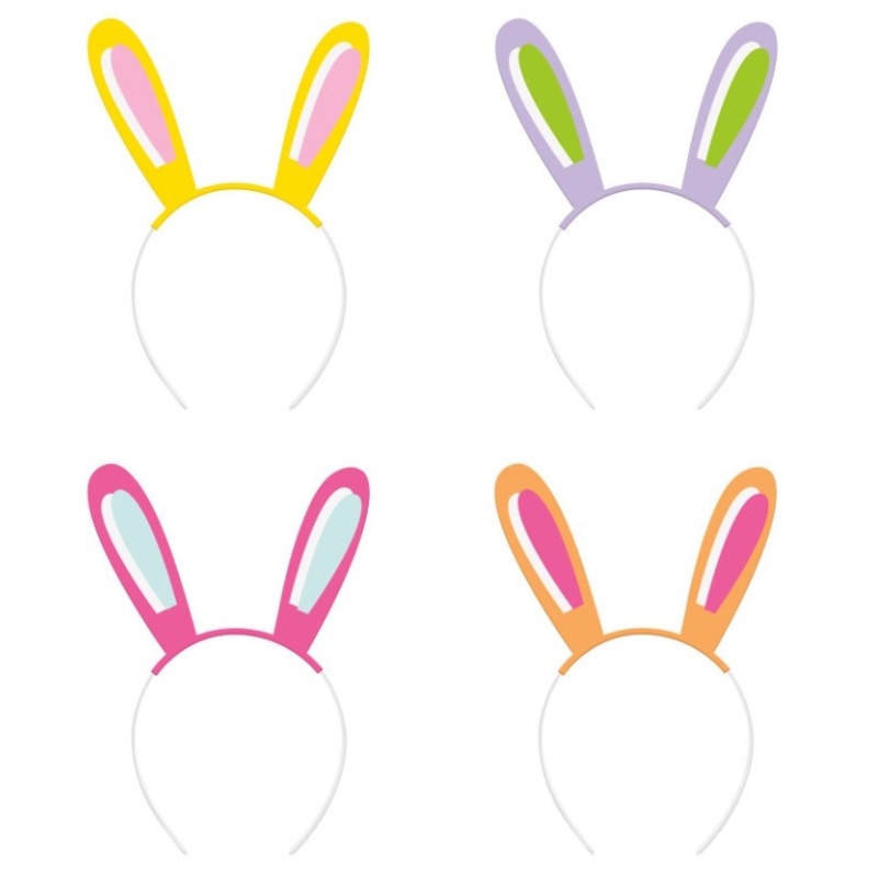 4 Colorful Easter Bunny Ears Headbands
