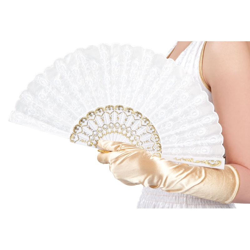 Baroque fan Giulia white 25cm