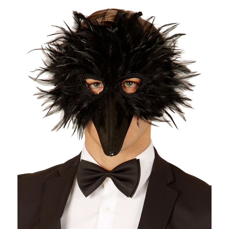 Beak Mask with Black Feathers