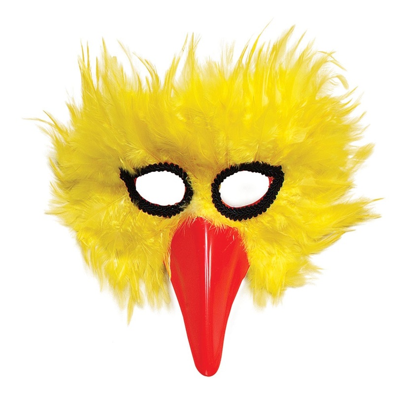 Bird mask with feathers