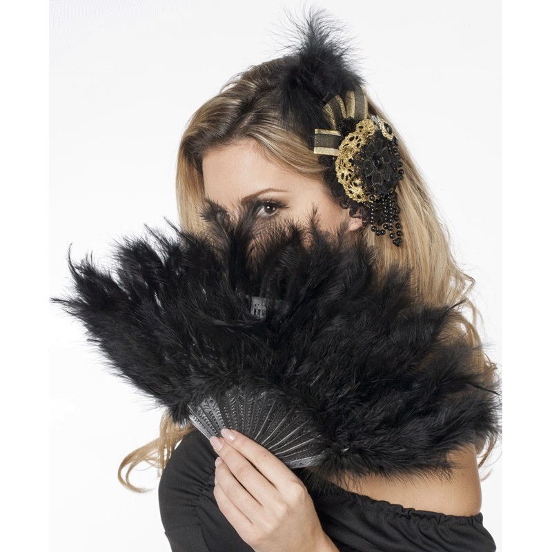 Feather fan 20s style black