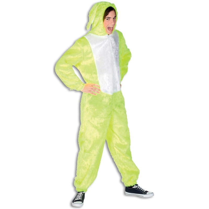 Green bunny plush costume 48