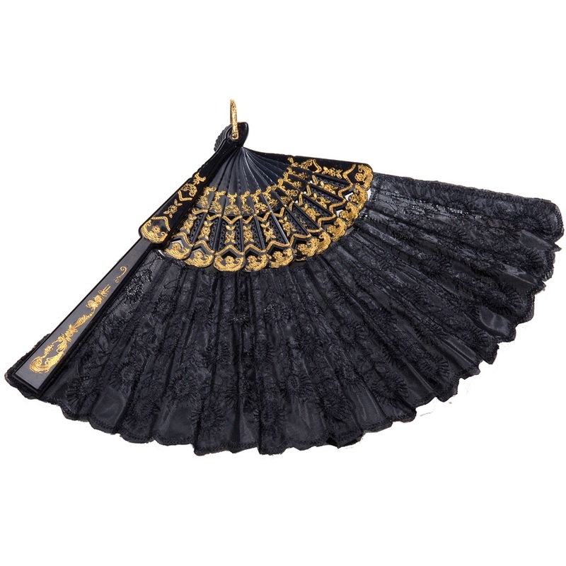 Noble fan with gold scrolls