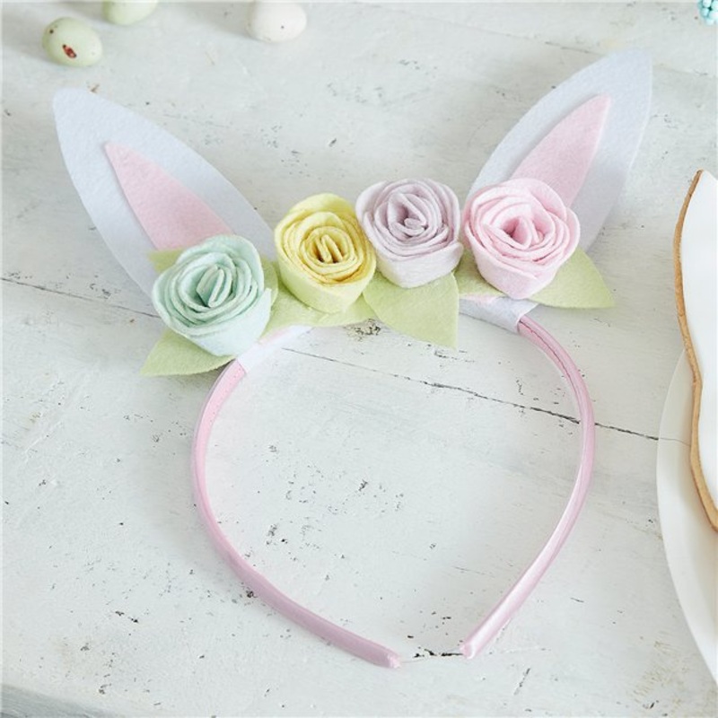 Rabbit ears with a floral wreath headband