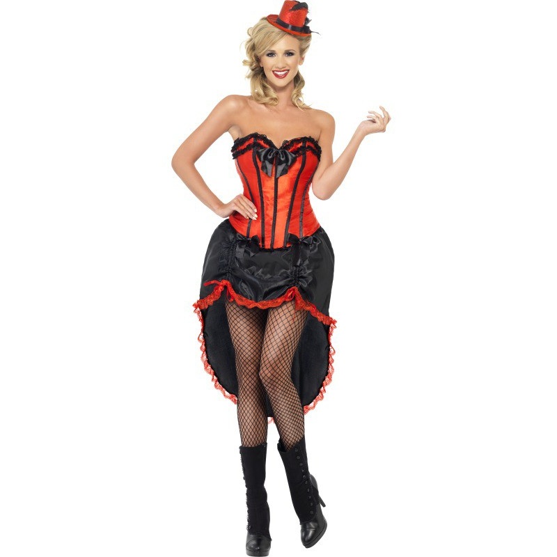 Sexy burlesque dancer ladies costume red S
