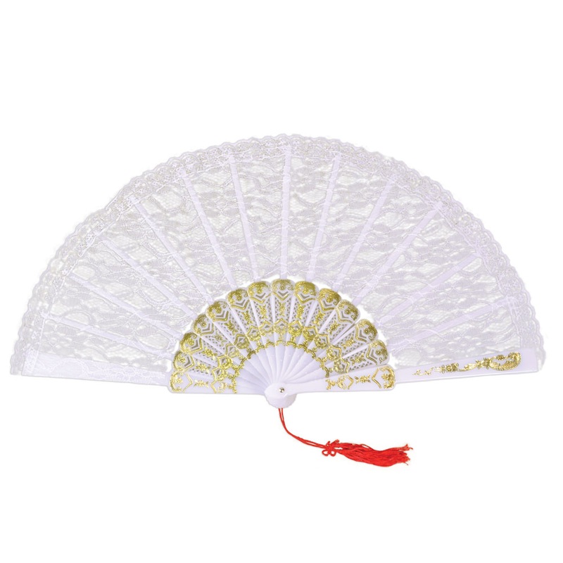 White fan made of lace fabric