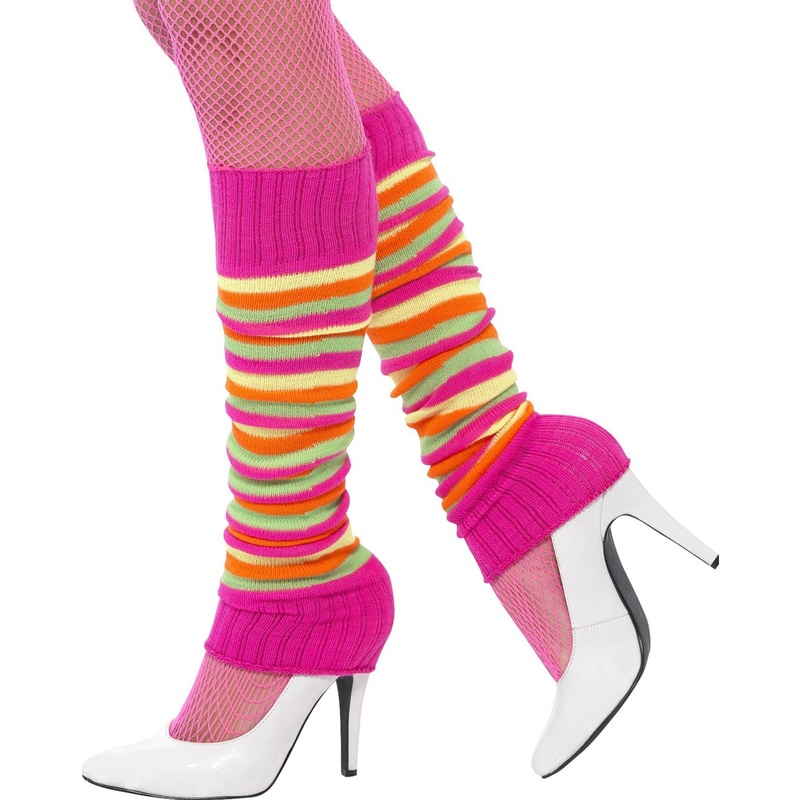 Curled neon gauntlets in pink