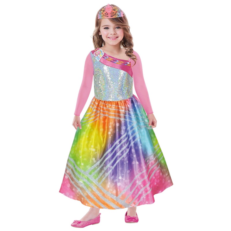 Glittering Barbie rainbow child costume