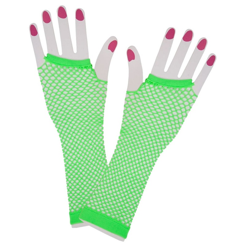 Neon fishnet gloves green