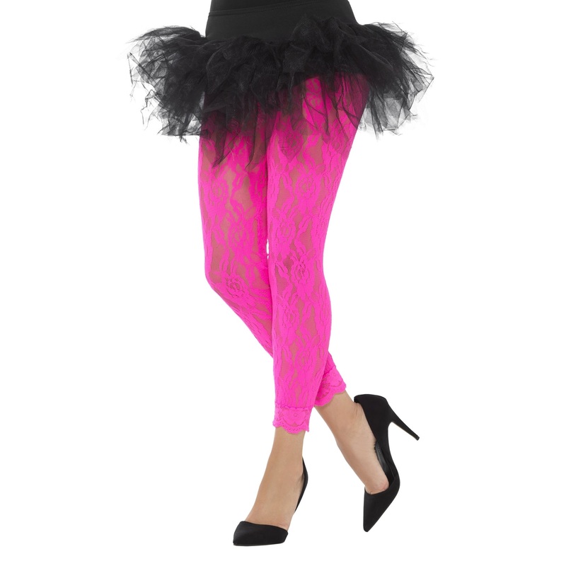 Neon pink lace leggings